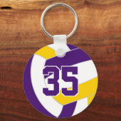Lila Goldvolleyballmannschaftsfarben Schlüsselanhänger (Vorderseite)