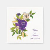 Lila Goldwasserfarbe Personalisierte Hochzeit Serviette (Vorderseite)