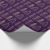 Lila Goldweihnachtsbaum-Muster modern Geschenkpapier (Ecke)