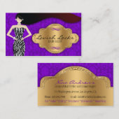 Lila Goldzebra-Damast-Haar-Stylist-Salon Visitenkarte (Vorne/Hinten)