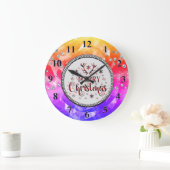 Lila Gorgeous Emerald Merry Christmas Large Cl Große Wanduhr (Zuhause)