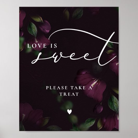Lila Goth Calligrafy Liebe ist Sweet Wedding Sign Poster (Vorne)