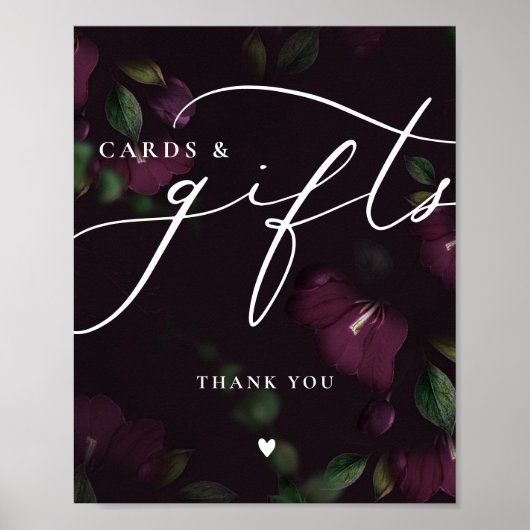 Lila Goth Calligraphy Cards & Gifts Wedding-Zeiche Poster (Vorne)