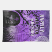 Lila Goth Graveyard Silhouette Souvenir Geschirrtuch (Horizontal)