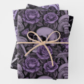 Lila Goth Prints, Raven Skull Mushrooms Geschenkpapier Set (Beispiel)