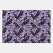 Lila Goth Prints, Raven Skull Mushrooms Geschenkpapier Set (Vorderseite 3)