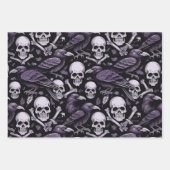 Lila Goth Prints, Raven Skull Mushrooms Geschenkpapier Set (Vorderseite 2)