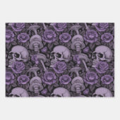 Lila Goth Prints, Raven Skull Mushrooms Geschenkpapier Set (Vorderseite)