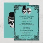 Lila Goth Sugar Skull Einladung (Vorne/Hinten)
