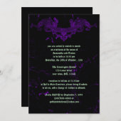 Lila Goth Wedding Einladung aus Marmor geknackt (Vorne/Hinten)