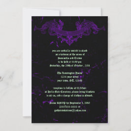 Lila Goth Wedding Einladung aus Marmor geknackt