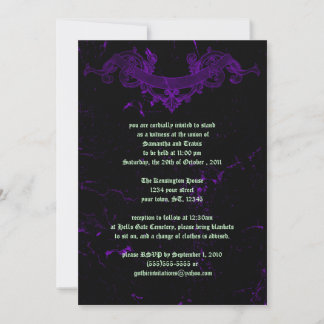 Lila Goth Wedding Einladung aus Marmor geknackt