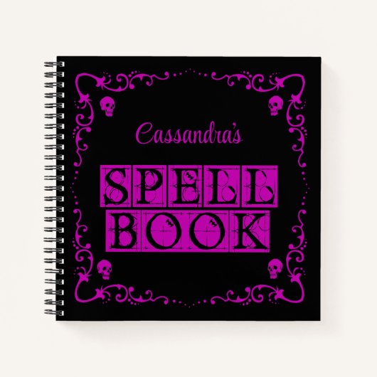 Lila Goth Zauberbuch Personalisiert Notizblock (Vorderseite)