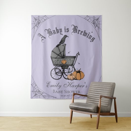 Lila Gothic Baby Braut Babydusche Hintergrund Wandteppich (Beispiel)