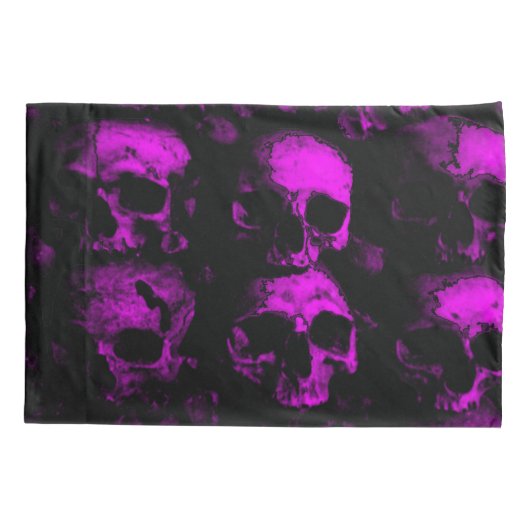 Lila Gothic Dead Skulls Schlafzimmer Kissenbezug (Rückseite)