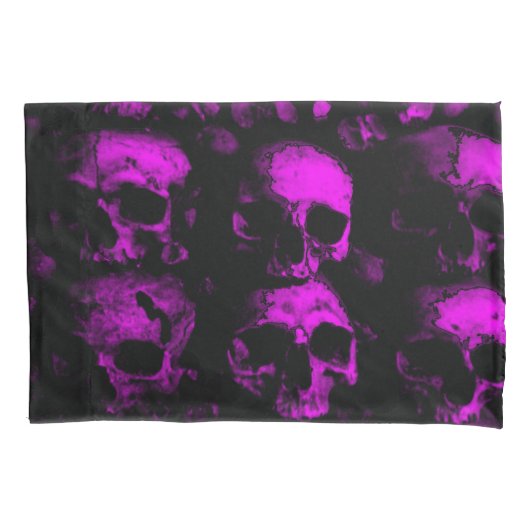 Lila Gothic Dead Skulls Schlafzimmer Kissenbezug (Vorderseite)