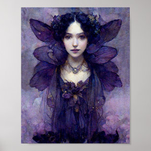 Lila Gothic Fairy Fantasy Art Poster