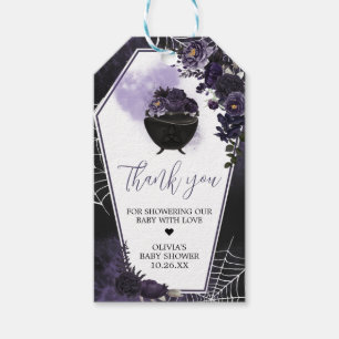 Lila Gothic Floral Baby Dusche Fevor Tags Geschenkanhänger