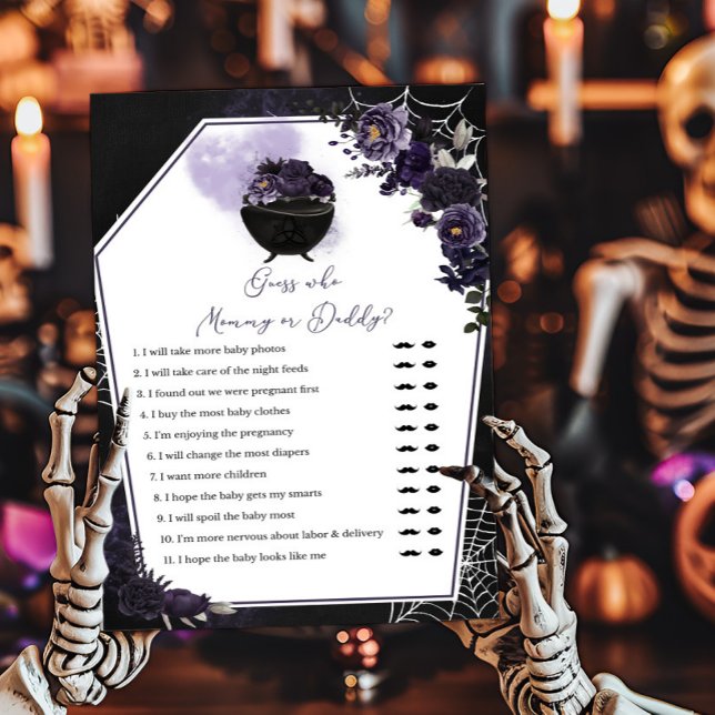 Lila Gothic Floral Guess, wer Mama oder Daddy Game (Floral Gothic Invitation Guess who Mommy or Daddy Game)