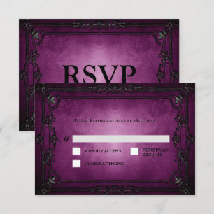 Lila Gothic Halloween Alternative Hochzeit RSVP Karte