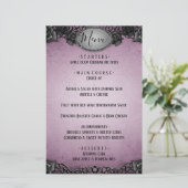 Lila Gothic Matching Wedding Menu (Stehend Vorderseite)