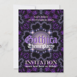 Lila Gothic Moon Themenparty Einladung