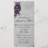 Lila Gothic Owl Posh Hochzeitsprogramm Programm (Vorderseite)