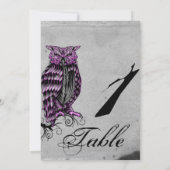 Lila Gothic Owl Posh Wedding Tischnummer (Rückseite)