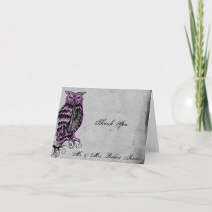 Lila Gothic Owl Posh Wedding Vielen Dank Dankeskarte