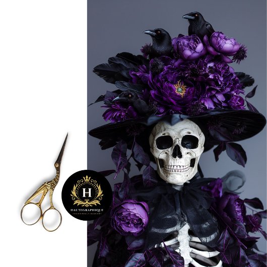 Lila Gothic Raven Skeleton Skull Decoupage Seidenpapier