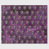 Lila Gothic-Schädel und Rose-Umschlagpapier Geschenkpapier (Flach)