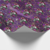 Lila Gothic-Schädel und Rose-Umschlagpapier Geschenkpapier (Ecke)