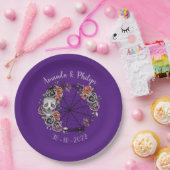 Lila Gothic Skull Rose Wreath Halloween Hochzeit Pappteller (Party)