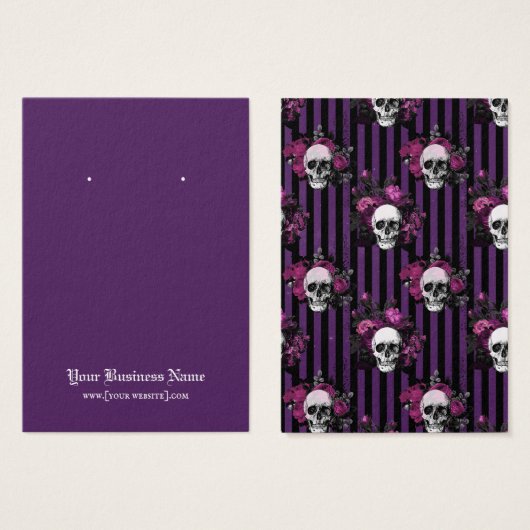 Lila Gothic Skulls Halloween Earring Card (Vorne & Hinten)