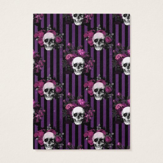 Lila Gothic Skulls Halloween Earring Card (Rückseite)