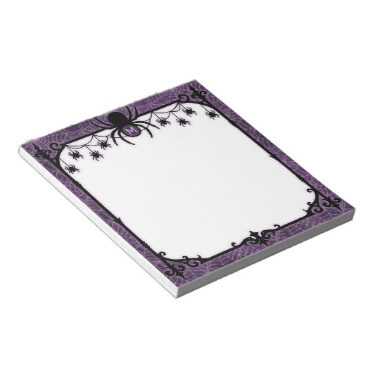 Lila Gothic Spiderweb mit Hängespinnen Notizblock (angewinkelt)