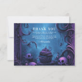 Lila Gothic Spooky 2. Geburtstag Halloween Dankeskarte (Vorderseite)