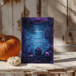 Lila Gothic Spooky ONE Geburtstag Einladung
