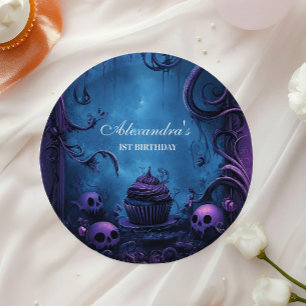 Lila Gothic Spooky ONE Geburtstag Pappteller