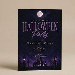Lila Gothic Spukhaus Halloween-Party Einladung