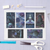 Lila Gothic Theme 6 Bilder Tissuepapier Seidenpapier (Handwerk)