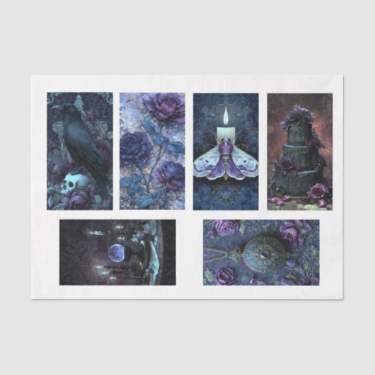 Lila Gothic Theme 6 Bilder Tissuepapier Seidenpapier (Vorderseite)