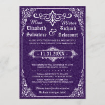 Lila Gothic Viktorianisch Damask Wedding Einladung