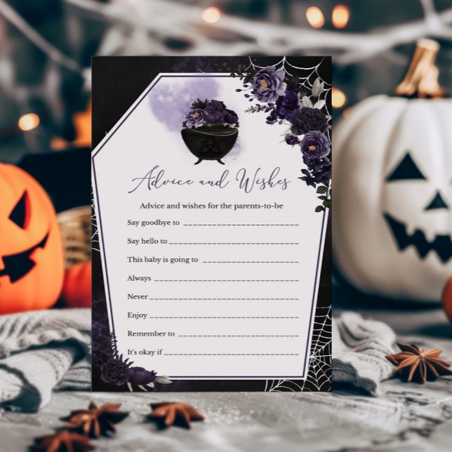 Lila Gotische Blumenberater und Wünsche Spiel (Floral Gothic Baby Shower Invitation Advice and Wishes Game)