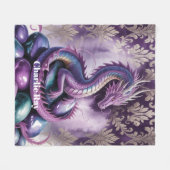 Lila-gotische Drachen-Geburtstagsfeier Fleecedecke (Vorderseite (Horizontal))