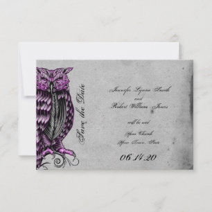 Lila Gotische Eule Elegante Hochzeit Save-the-Date Save The Date