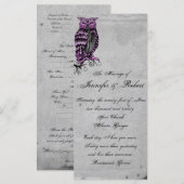 Lila Gotische Eule Elegantes Hochzeitsprogramm Programm (Vorne/Hinten)