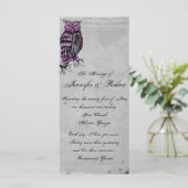 Lila Gotische Eule Elegantes Hochzeitsprogramm Programm (Stehend Vorderseite)