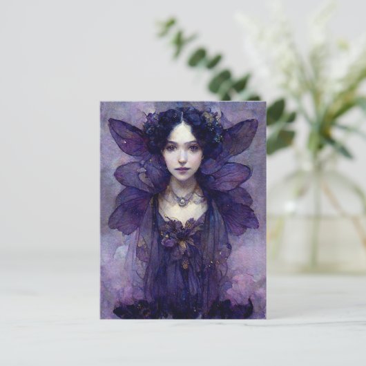 Lila Gotische Fairy Fantasy Kunst, Dichtung und Mu Postkarte (Stehend Vorderseite)