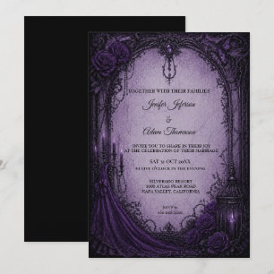 Lila gotische Halloween-Hochzeitseinladung Einladung